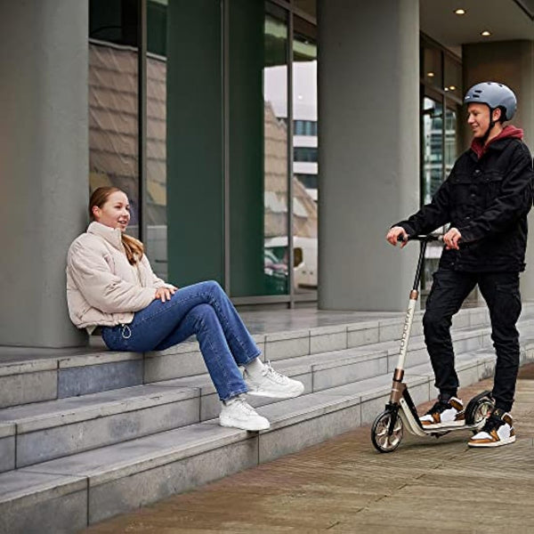 HUDORA BigWheel 205 Advanced Scooter - Comfortable aluminium scooter for up to 100kg - Height-adjustable & foldable kick scooter - Kick scooter for children/teenagers & adults