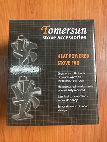 Tomersun 4 Blades Stove Fan Heat Powered Wood/Log Burner Fan Eco Friendly Heat Circulation for Wood/Log Burner/Fireplace