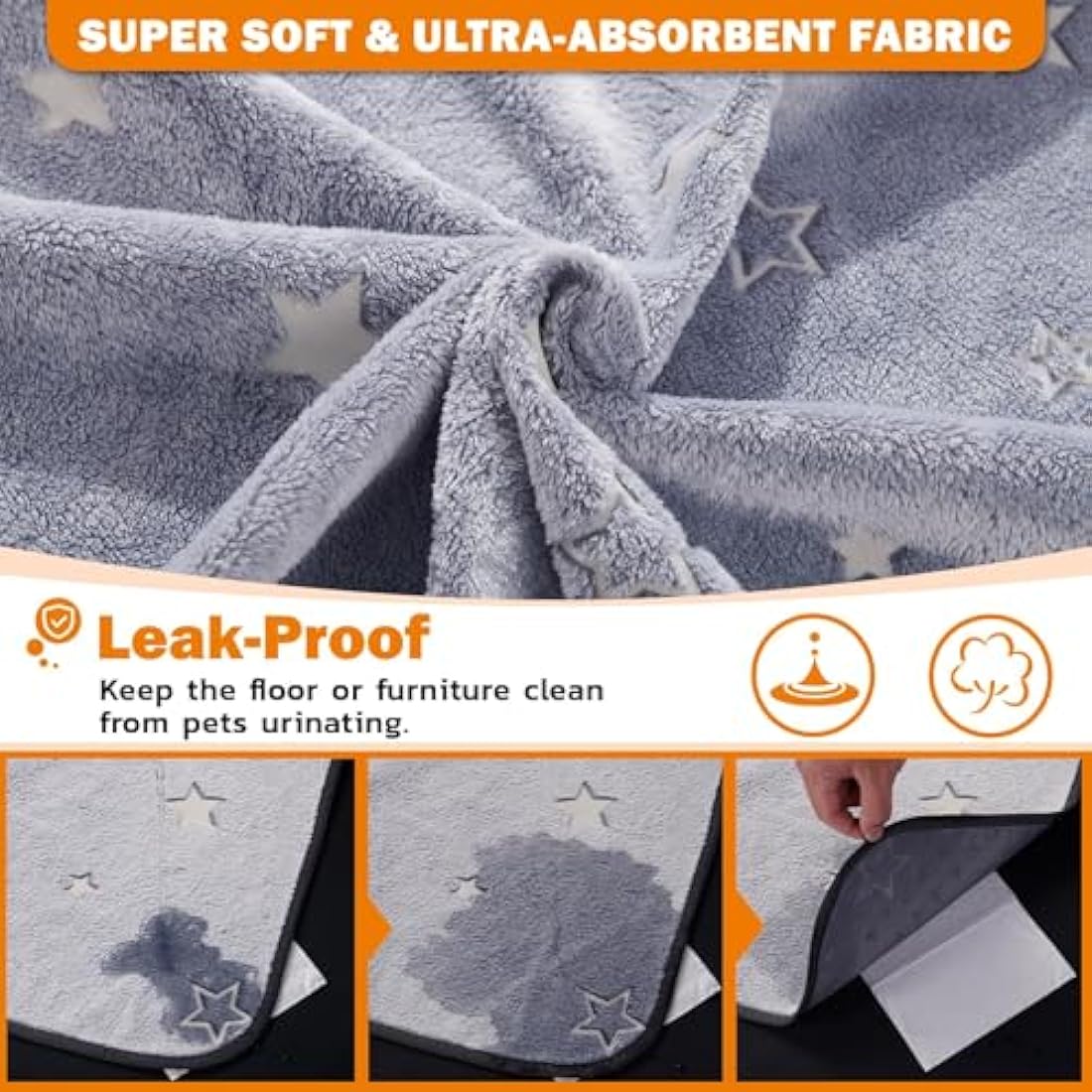 Washable Puppy Pads, 2 Packs Fast Absorption Reusable Puppy Pads, Dog Pee Pad, Waterproof Whelping Pads, Non-Slip Training Pads Pet Playpen Puppy Mat for Floor, Dog Crate -122x122cm