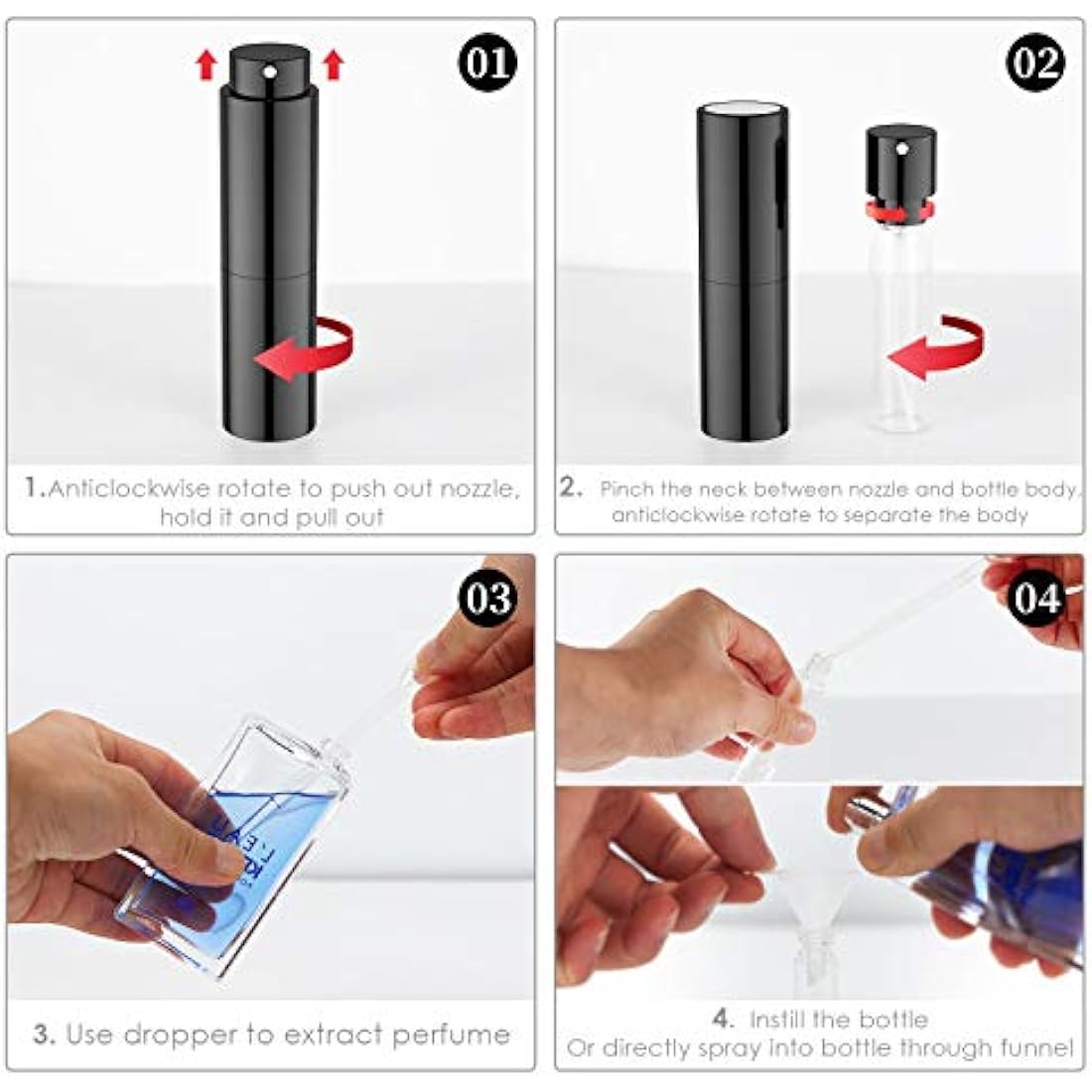 Faireach Perfume Atomiser Refillable 20ML Travel Aftershave Dispenser Spray Bottle Empty Leak Proof