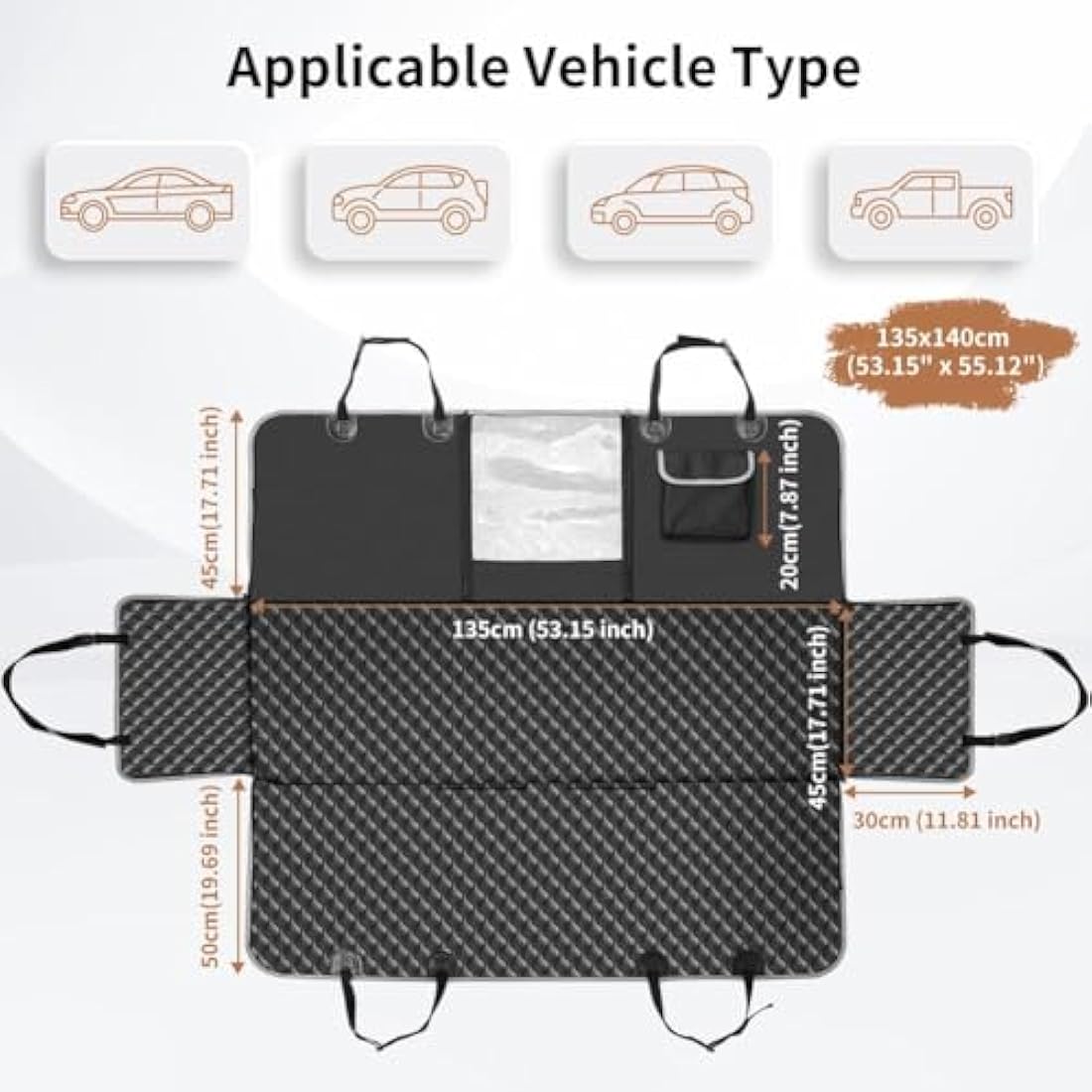 KYG Dog Car Seat Cover Hammock Dog Seat Cover with Mesh Window Durable Scratch Proof And Waterproof Car Rear Seat Protection Cover Pet Car Seat Cover For Cars/Trucks/Suv 135 X 140cm