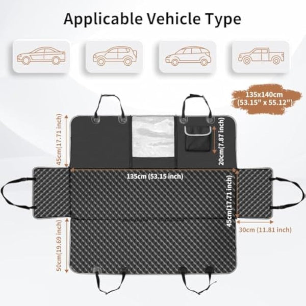 KYG Dog Car Seat Cover Hammock Dog Seat Cover with Mesh Window Durable Scratch Proof And Waterproof Car Rear Seat Protection Cover Pet Car Seat Cover For Cars/Trucks/Suv 135 X 140cm