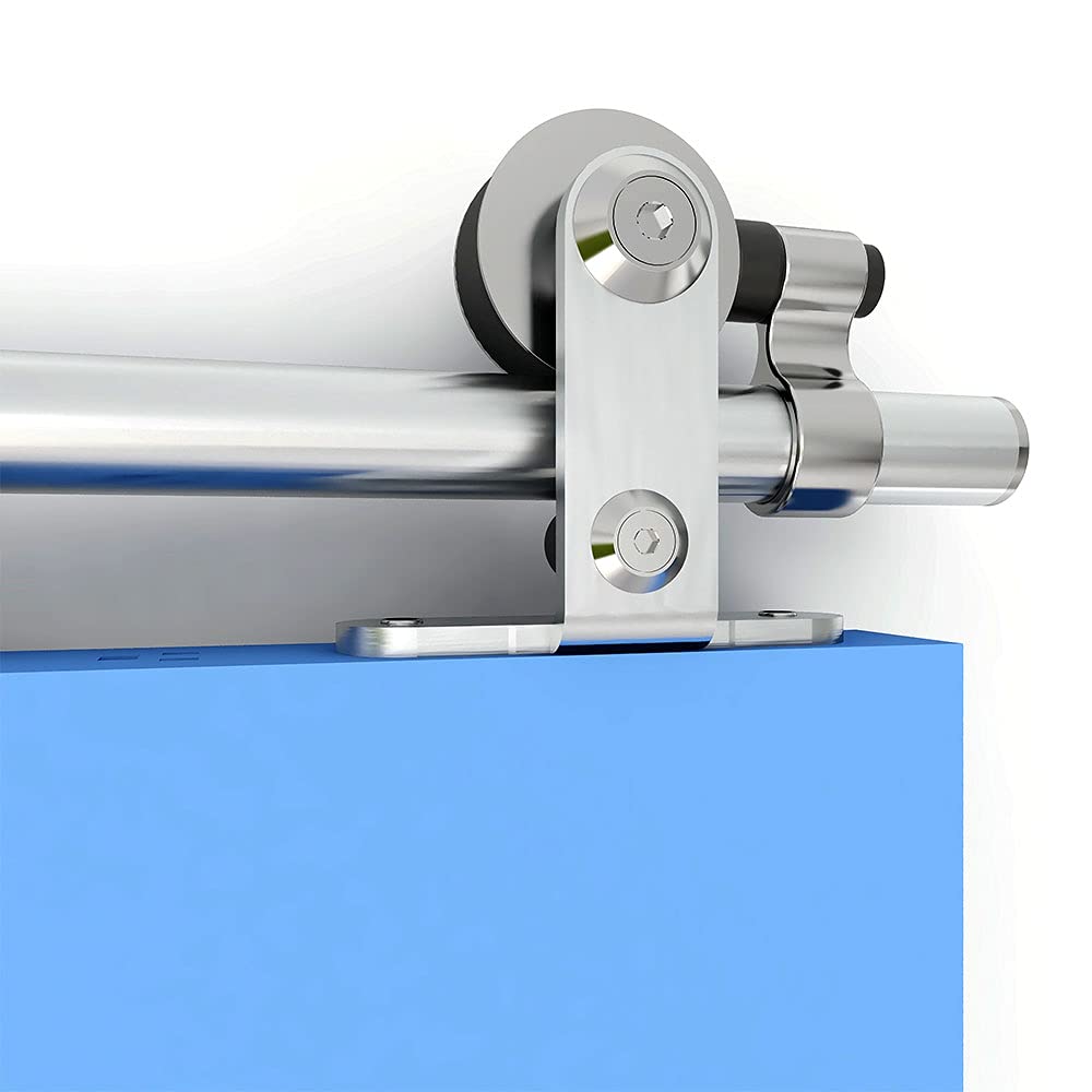 CCJH 200CM/6.6FT Stainless Steel Sliding Barn Door Hardware Kit Track Roller Closet Accessory for Single Door T Shape