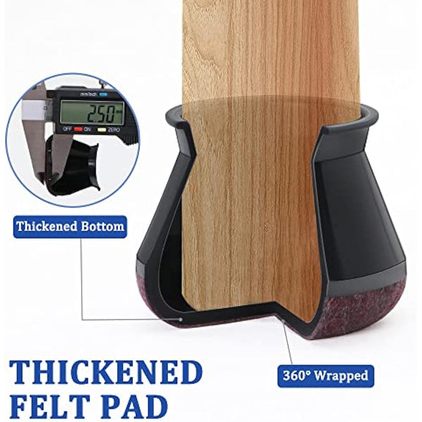 32 Pcs Chair Leg Floor Protectors, Small Black Silicone Chair Leg Covers Caps for Hardwood Floors with Wrapped Felt, Furniture Feet Protectors Pads (Fit:15-20mm)