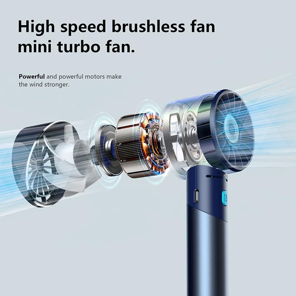 COZOME Handheld Fan,Ultra-Portable 7000 RPM Turbo Mini Fan with 16H Battery,4-Speed USB Rechargeable Metal Design | Pocket Fan for Travel/Outdoor/Home/Office,Gift for Men & Women (Alloy Construction)