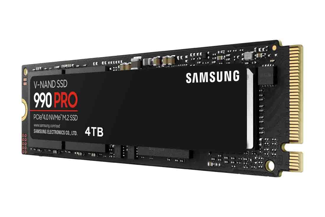 Samsung 990 PRO NVMe M.2 SSD, 2 TB, PCIe 4.0, 7,450 MB/s read, 6,900 MB/s write, Internal SSD, For gaming and video editing, MZ-V9P2T0BW
