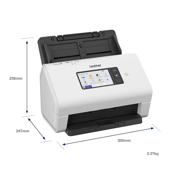 Brother ADS-4300N Desktop Document Scanner |SuperSpeed USB 3.0 |Double-sided |Advanced Image Capture, UK Plug