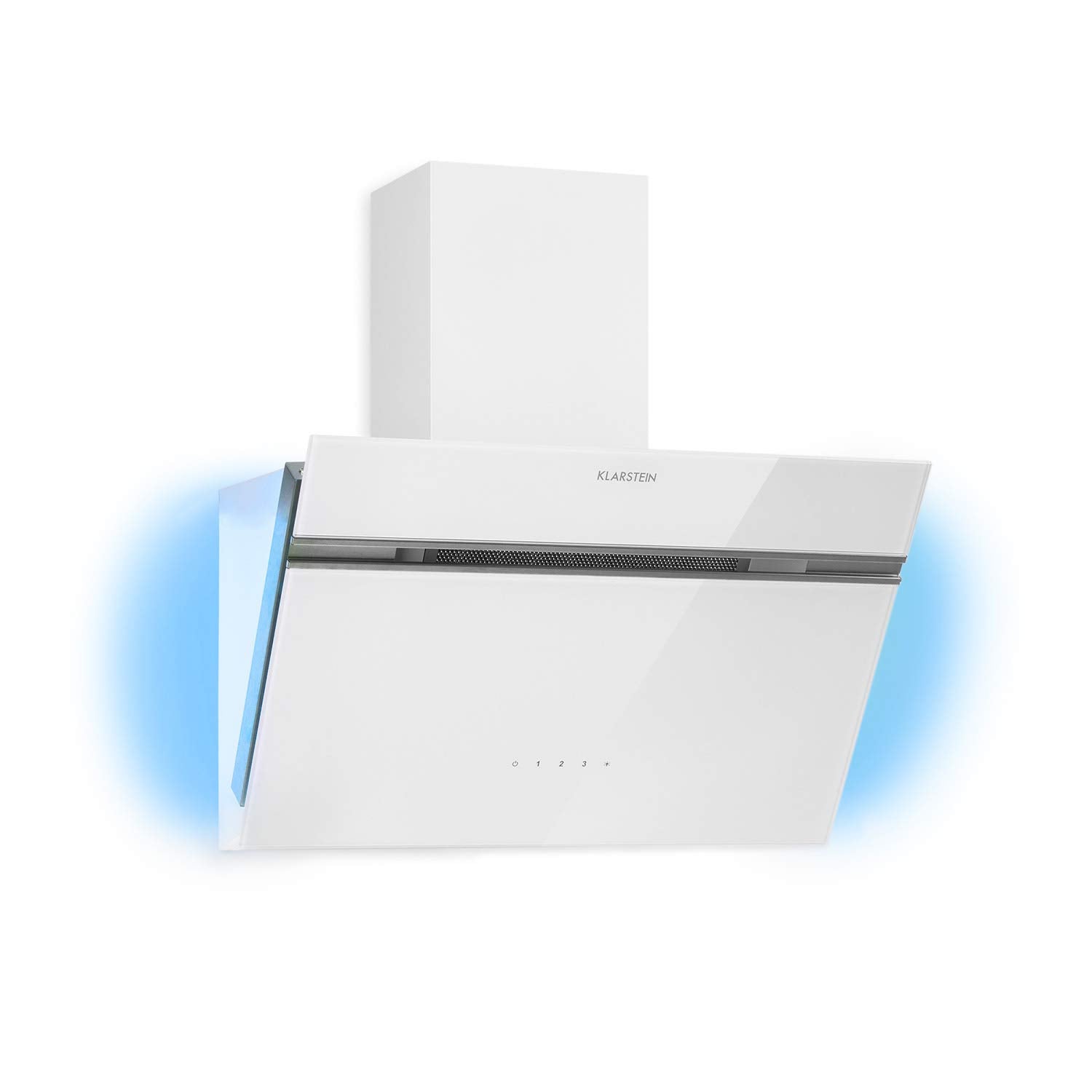 Klarstein Alina 90 Angled Cooker Hood - 600m³/h Air Flow, Touch Panel, LED Backlighting, Quiet 63dB, Energy Class A, 90cm Extractor Hood, Black