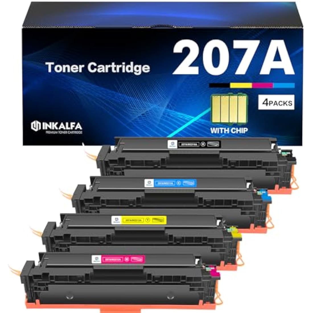 207A Toner Cartridge With Chip Multipack Compatible for HP 207A 207X Color Laserjet Pro MFP M283fdw Toner cartridge M255dw M282nw M283fdn M255nw M255 M282 M283 - W2210A W2211A W2212A W2213A