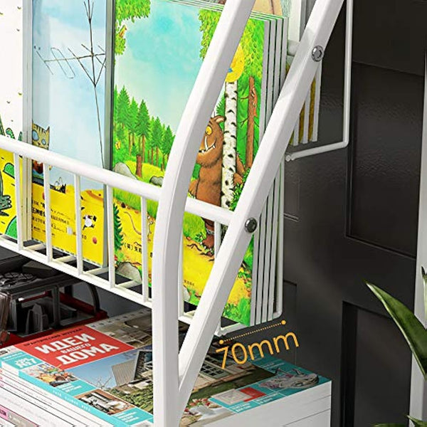 5 Tier Children's Book Organizer, Kids Book and Toys Storage, Space Saving Kids Bookcase, Display Bookshelf Stands Shelf for Study Living Room Bedroom (Plastic Storage Box Not Include)