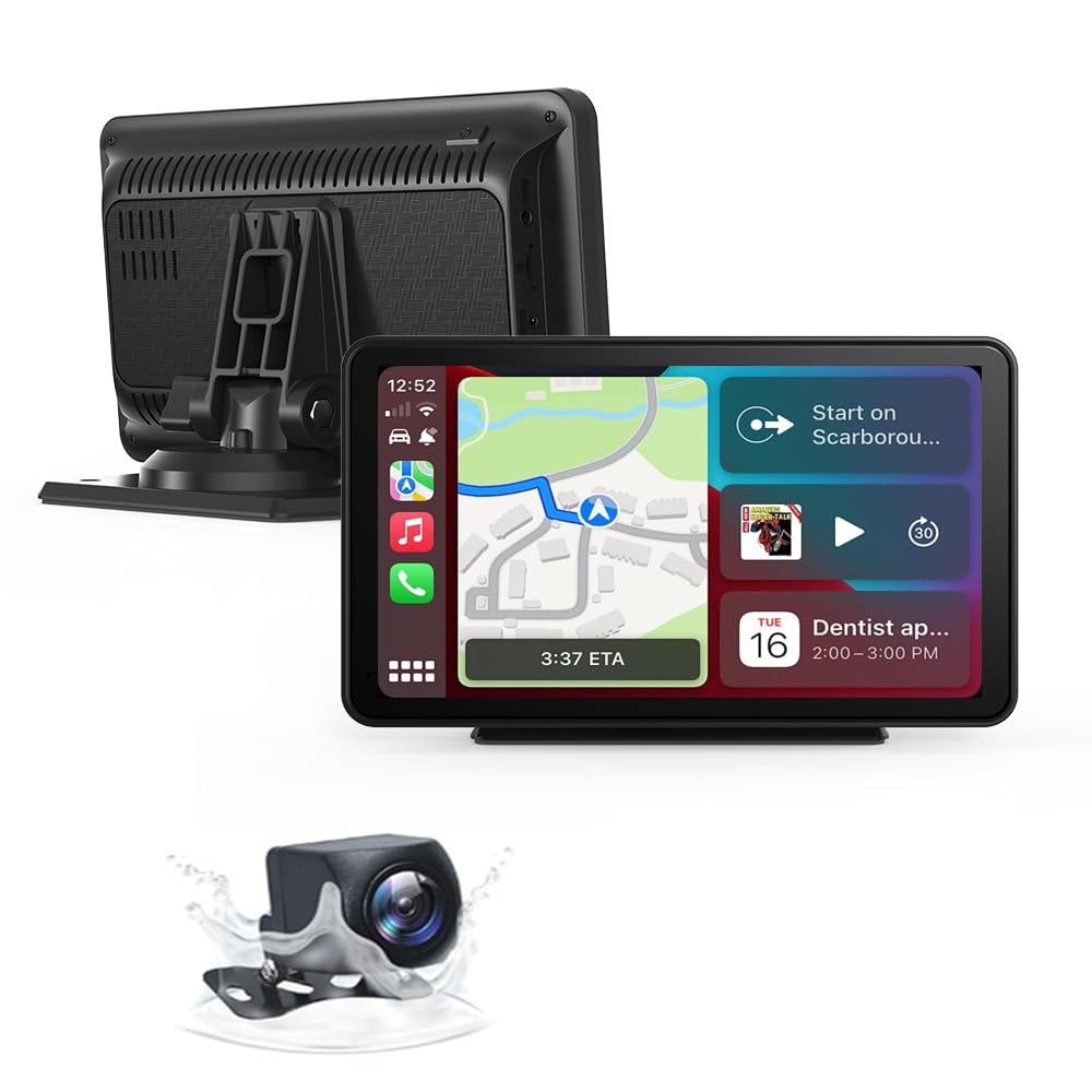 10.26" Wireless Carplay Screen 360 Rotation 4K Dash Cam Carplay & Android Auto Car Stereo Car Audio Receivers with 1080p Backup Camera GPS Navigation/Mirror Link/Voice Control/Siri