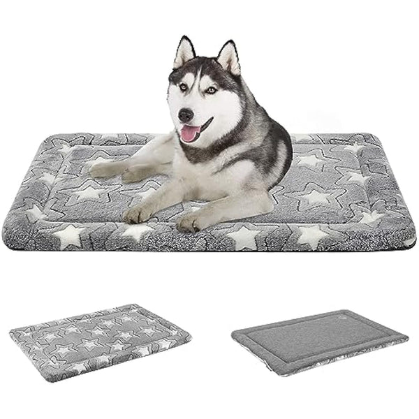 EMPSIGN Large Dog Bed Washable Reversible Cool and Warm Mattress for Crate with Removable Cover, Grey, 92x61x2.8cm