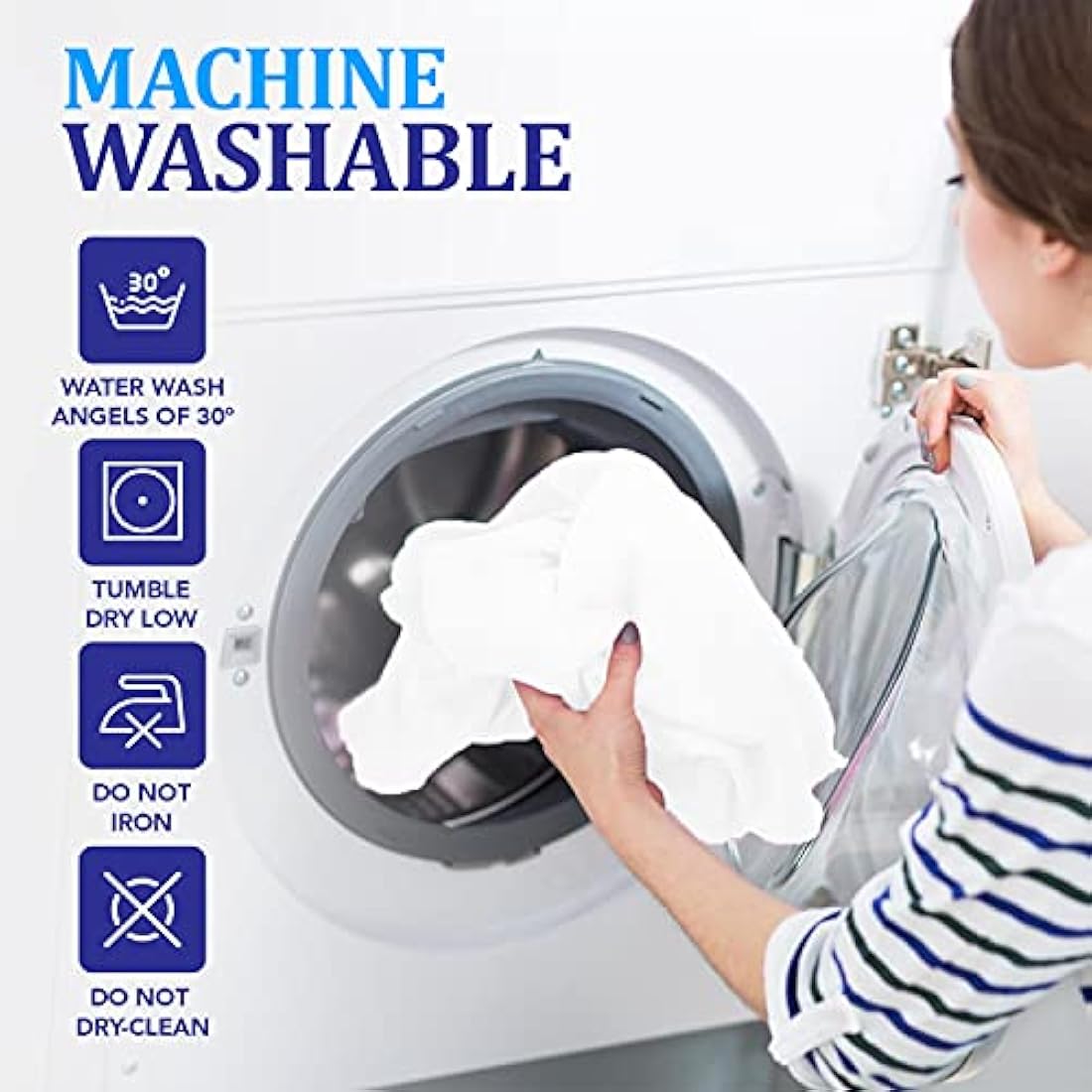 Eutony Quilted Zipped Pillow Protectors 2 Pack - Ultra Luxe, Soft & Breathable Microfiber, Hypoallergenic 50 x 75cm - White