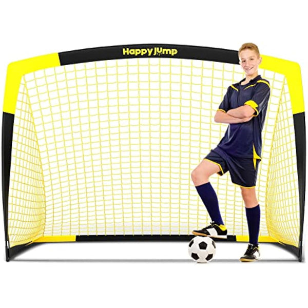 Happy Jump Pop Up Football Goals – Portable Soccer Nets Foldable Garden Football Posts for Outdoor Training (3x2 to 7x5 FT)