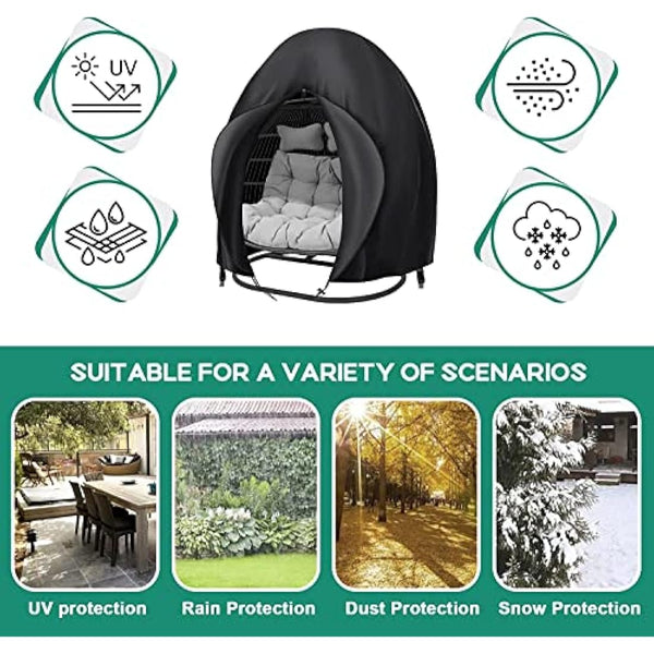 widesmile Double Egg Chair Cover 420D Oxford Fabric Outdoor Hanging Double Egg Chair Covers Waterproof Anti-dust Garden Wicker Cocoon Swing Chair Cover With Zipper and Drawstring 230 X 200cm