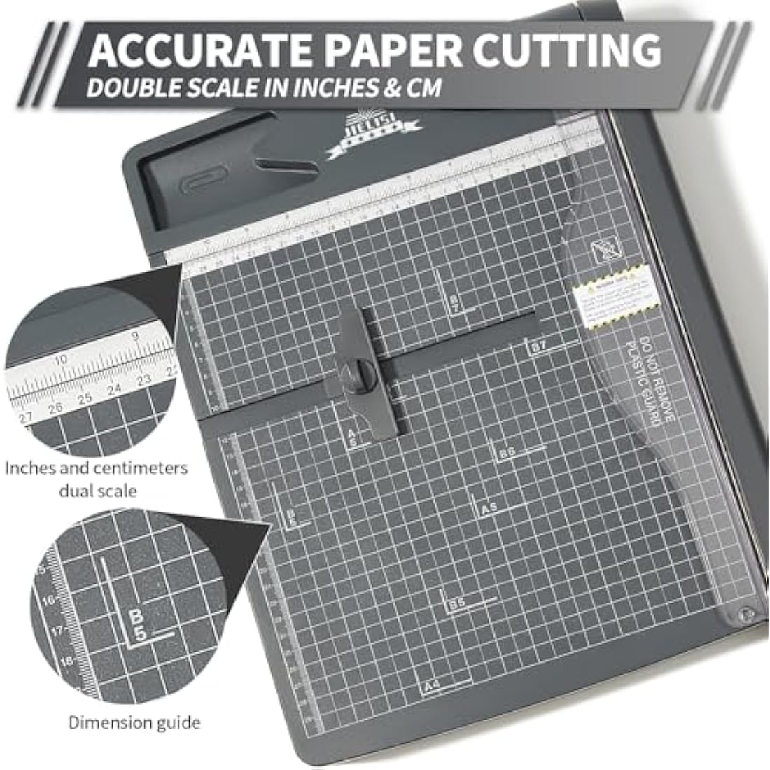 JIELISI Heavy Duty Guillotine Paper Trimmer Cutting Performance up to 30 Sheets,12 Inch Cut Length A4 Manual Paper Cutter Scrapbooking Tool with Safety Guard and Blade Lock