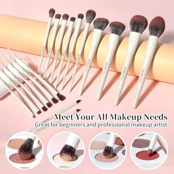 EIGSHOW MUA Pro Makeup Brush Set 18 Pcs Professional Brushes For Foundation Concealer Blush Eyebrow Gift Choice Fit for Professional Makeup Artist(Beige)