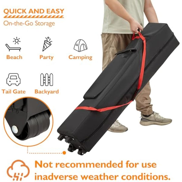 BONTEC 3x3m Pop Up Gazebo with 50+ UPF Protection, Waterproof Canopy Tent with Easy Setup, Height Adjustable, Portable with Wheeled Carry Bag, Perfect for Outdoor Events, Camping, Beach, and Parties