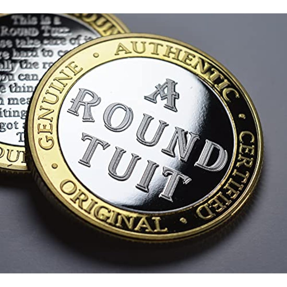 Extremely Rare 'A ROUND TUIT' Coin. Gift/Present. 30mm. Silver & 24ct Gold Clad Bi Metal. Novelty Collectable. Fathers DayThe Commemorative Coin Company