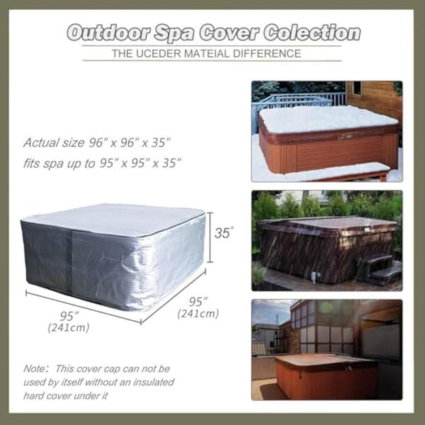 YUJHON Hot Tub Cover, Spa Cover Protector Guard Waterproof 170G Top Polyethylene Hot Tub Sun Shield