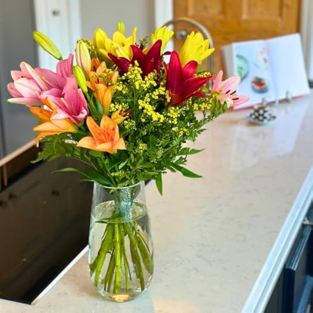 Homeland Florists Asiatic Lily Fresh Flowers Delivery Next Day Prime, Send a Luxury Gift Wrapped Bouquet of Lilies with Personalised Handwritten Card