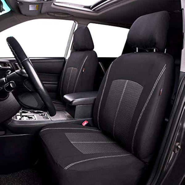 Flying Banner Black Jacquard Car Seat Covers Full Set Airbag Compatible Auto Protector Rear Bench Back Split