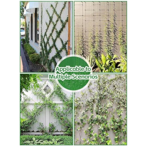 Kalolary Garden Wire Trellis for Climbing Plants, 30M Stainless Steel Heavy Duty Wire Trellis Kit Wall Plant Climbing Steel Wire Rope Cross Clamp Cable Trellis System Kit for Flower Vines Vegetable