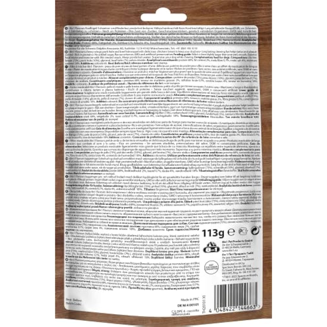 8in1 Triple Flavour Wings chew sticks for dogs - extra-meaty chew snacks, 113g bag