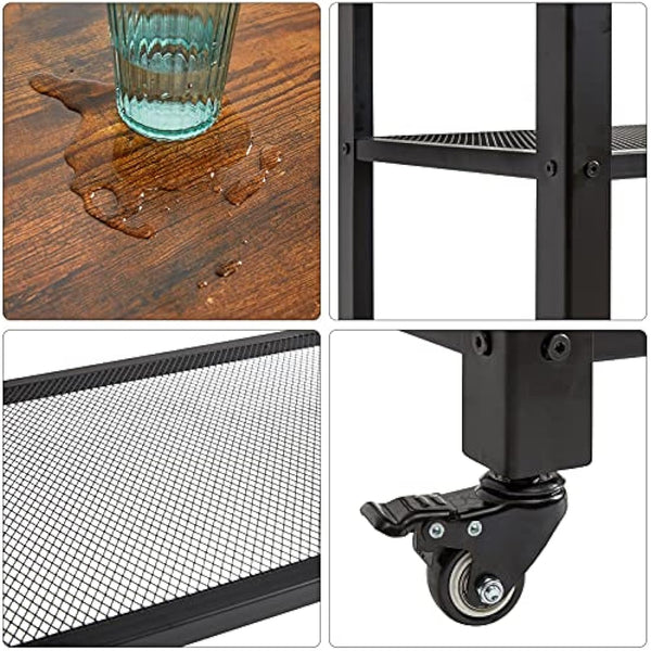IBUYKE Serving Cart Trolley 60x40x81cm, Industrial Kitchen 3 Levels Shelves, Rolling Utility Cart with 4 Wheels, Heavy Duty Storage Organiser for Kitchen living room TMJ011H