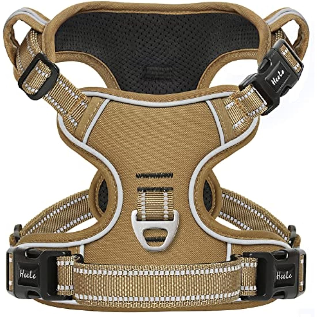 HEELE Dog Harness, No Pull Dog Harness Small, Release on Neck, Front Back Clips Dog Vest Harness Reflective Adjustable Padded, Easy Control Handle for Outdoor Walking Training, Bronze, XS