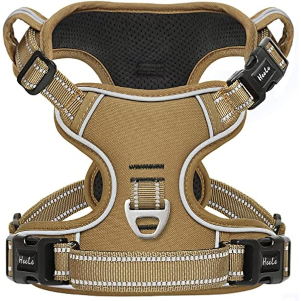 HEELE Dog Harness, No Pull Dog Harness Small, Release on Neck, Front Back Clips Dog Vest Harness Reflective Adjustable Padded, Easy Control Handle for Outdoor Walking Training, Bronze, XS