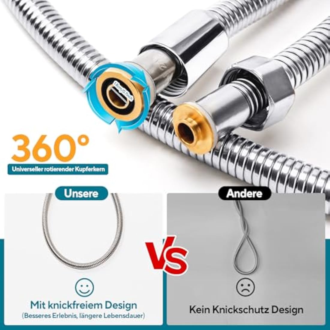 Aopoy Long Shower Hose 4m, 157" Metal Stainless Steel Shower Pipe, Anti-Kink and Leakproof, Bathroom Shower Cable, Easy DIY Replacement