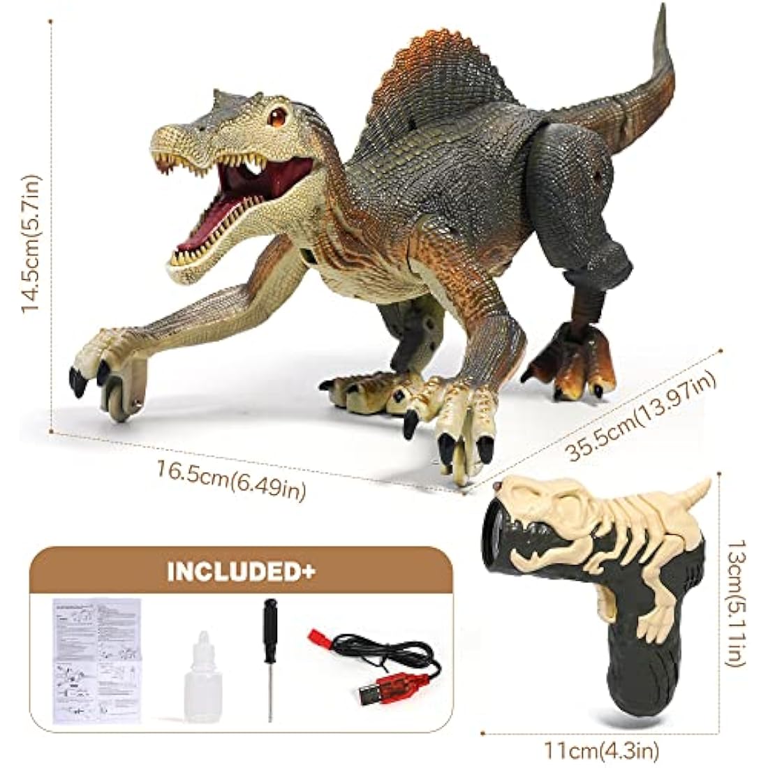FRUSE Remote Control Dinosaur Toys,Electric RC Spinosaurus w/Light Tracing & Spray Mist,Dinosaur Robot Toys Powered by Rechargeable Battery,Jurassic Dinosaur Toys for Boys Girls Kids Age 3 4 5 6 7 8