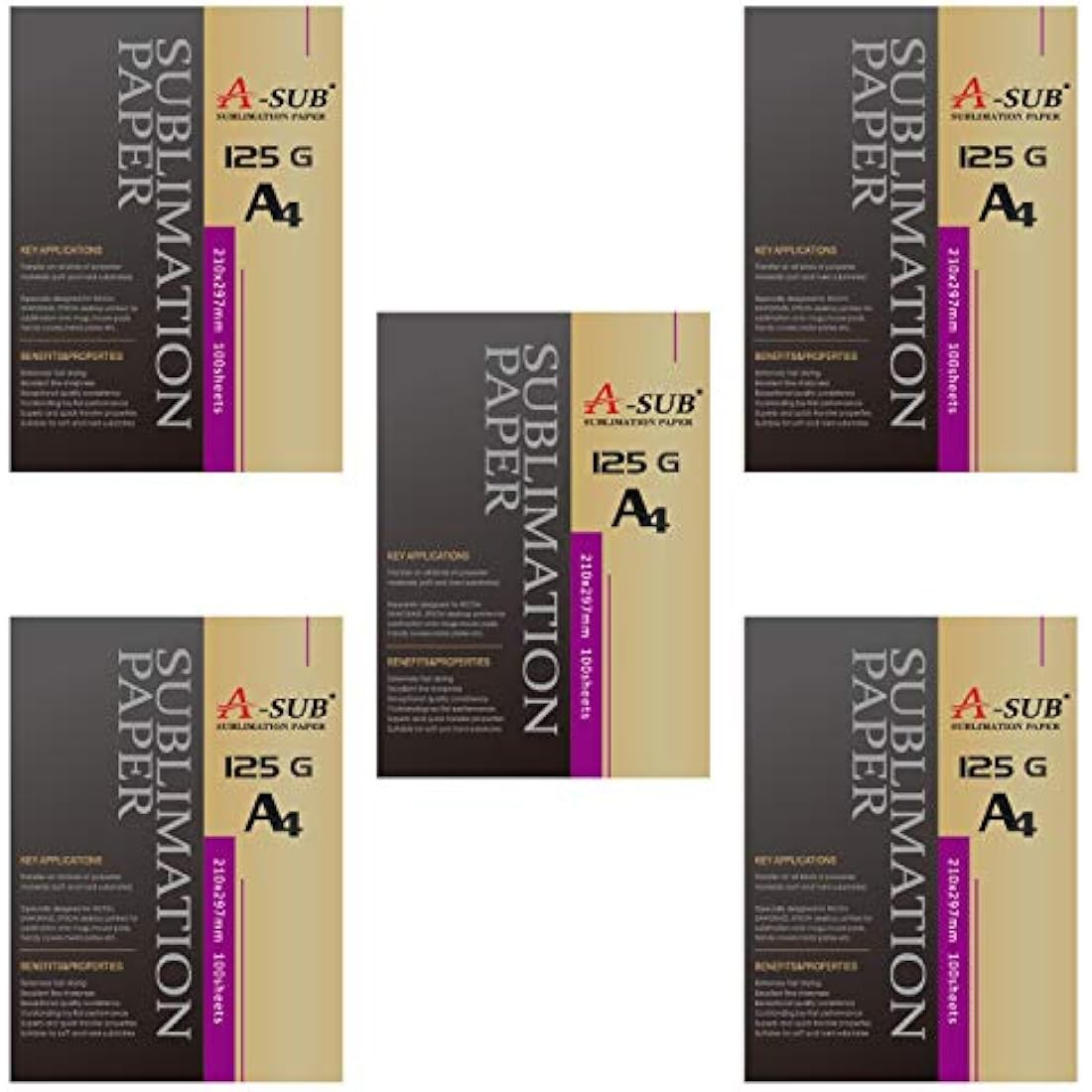 A-SUB Sublimation Paper A4, 210x297mm, 500 Sheets, 125gsm, Compatible with EPSON, SAWGRASS, RICOH, Brother Sublimation Printer