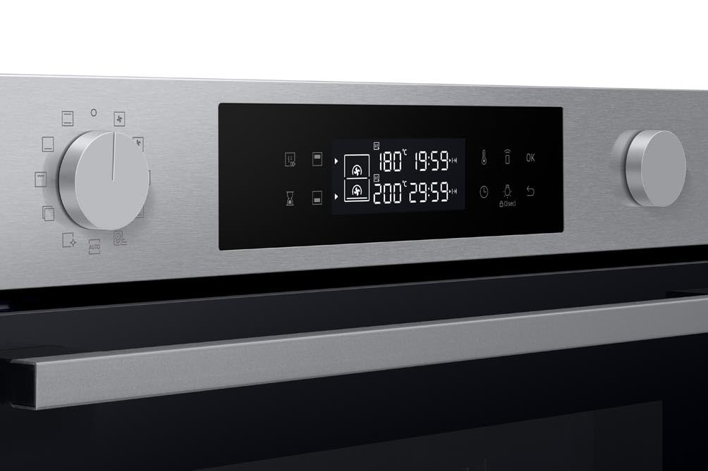 Samsung Series 4 Dual Cook Flex Smart Oven with Pyrolytic Cleaning, Colour: Stainless Steel, NV7B45305AS