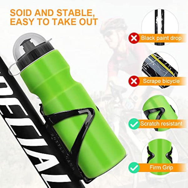Ainiv Bike Water Bottle Cage with BPA-free 800ml/28oz Bike Bottle(Green), Black Gloss Strong Bike Water Bottle Holder, Bicycle Cup Holder, Cycling Bottle Holder for Road Bike and Mountain Bike