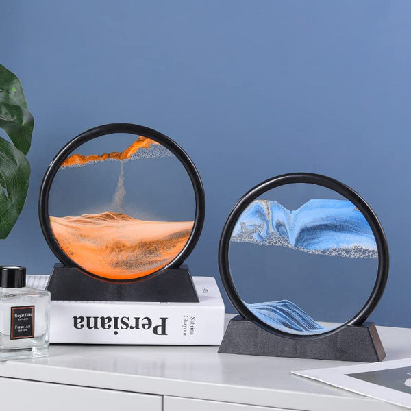 Arthink Moving Sand Art Picture,Liquid Motion 3D Sea Sandscape in Motion Display, Flowing Sand Frame Desktop Art Bookshelves Home Office Decoration(12 inch, Green)