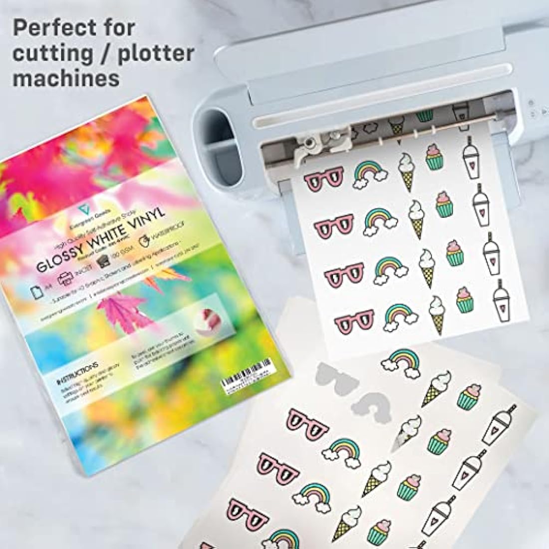 Evergreen Goods 100 Sheets A4 Glossy White Printable Sticker Vinyl, Waterproof Self-Adhesive Label Paper for Inkjet & Laser Printers, Perfect for Custom Labels, Kids’ Stickers & DIY Crafts