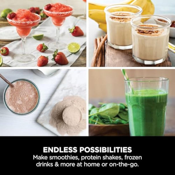 Ninja Blast Portable Blender, 530ml, Leakproof Lid & Sip Spout, Powerful Cordless Mini Blender, Rechargeable, Portable Smoothies, Protein Shakes, Blends Ice & Frozen Fruit, Denim Blue, BC151UKNV