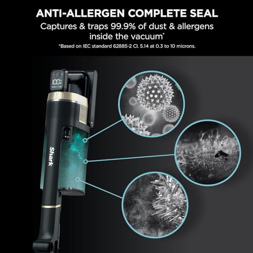 Shark Stratos Cordless Stick Vacuum Cleaner with Anti Hair Wrap Plus, Clean Sense IQ & Anti-Odour Technology, 60 Mins Run-Time, Removable Battery, Charcoal/Rose Gold IZ400UK