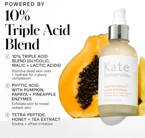 Kate Somerville Liquid ExfoliKate, Overnight Toner with Triple Acid, Exfoliating Treatment with AHA, Smooths Skin and Minimises Pores, 120ml