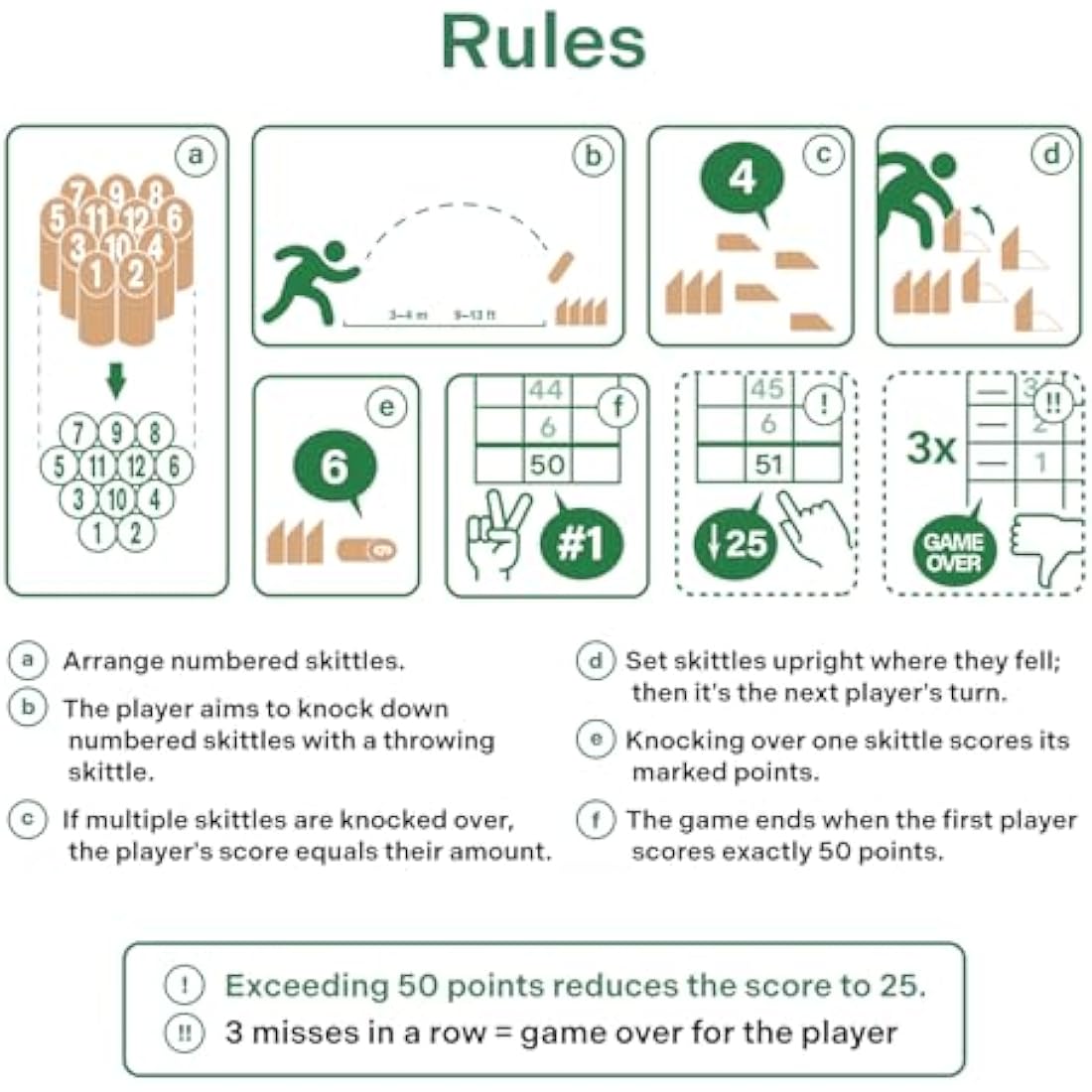 Mölkky Original - Birch Wood 12 Skittles, 1 Stick - Wooden Throwing Game for Outdoor, Garden, Picnic, Beach, Lawn, Leisure, Party - Molkky Game for Family, Groups, 2+ Players, 6+ Age