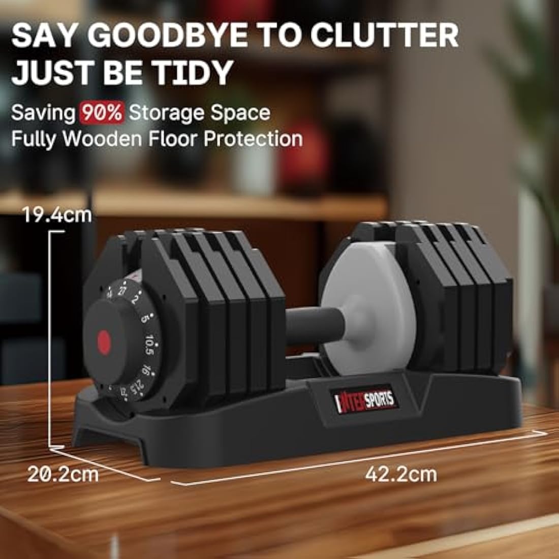 EnterSports 12kg/18KG/27KG Adjustable Dumbbells,Dumbbell Set for Saving Place, Dumbbell Weights with Non-Slip Handle, Home Gym Strength Training Equipment for Full Bodybuilding