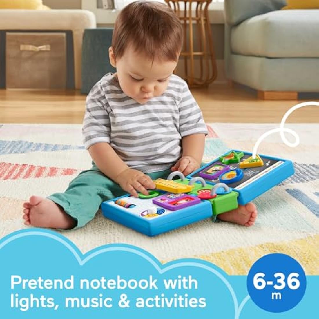 Fisher-Price GWT66 Laugh & Learn 123 Schoolbook, electronic activity toy with lights, music, and Smart Stages learning content for infants and toddlers, Multicolor, 16.83 cm*5.08 cm*25.56 cm