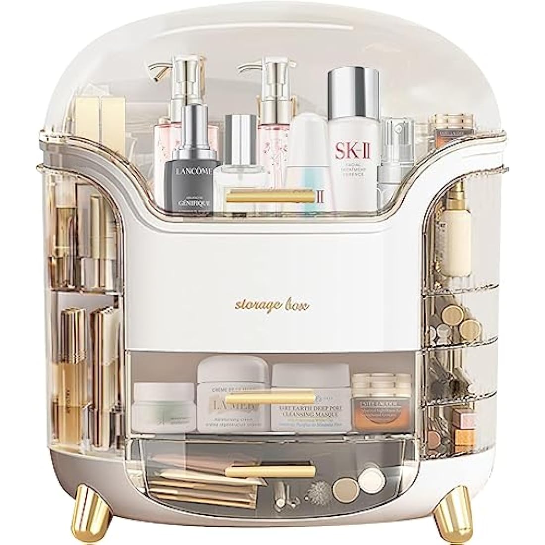 Suyoo Makeup Organiser Storage Box - Cosmetics, Skincare and Beauty Case with Clear Lid Display and Drawers for Dresser & Bathroom, Dust-Proof Waterproof
