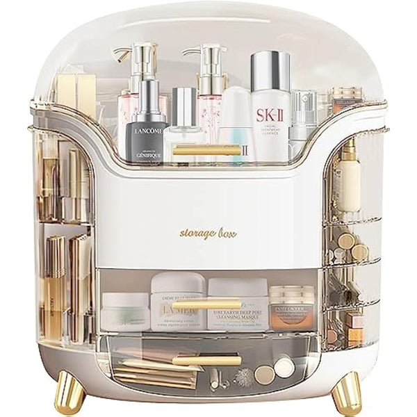 Suyoo Makeup Organiser Storage Box - Cosmetics, Skincare and Beauty Case with Clear Lid Display and Drawers for Dresser & Bathroom, Dust-Proof Waterproof