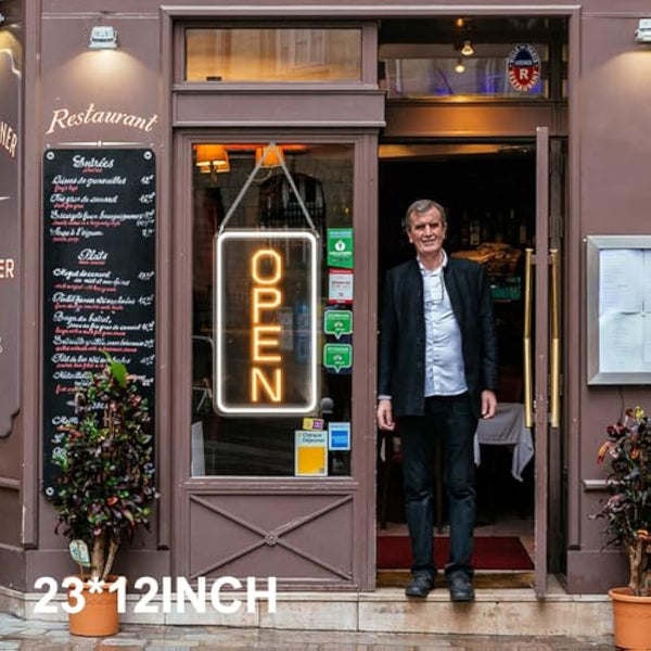 22.8"x 11.8" LED Neon Open Sign for Business, Ultra Bright Lighted Sign Open, Electric Light up Sign for Stores, Restaurants Offices Retail Shops Window Storefronts