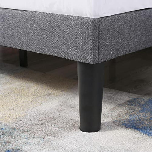 Merax Single Bed Frame 3FT Upholstered Bed with Winged Headboard, Wood Slat Support, Strong Comfortable Single Bed, Bedroom Furniture, Soft Linen Grey