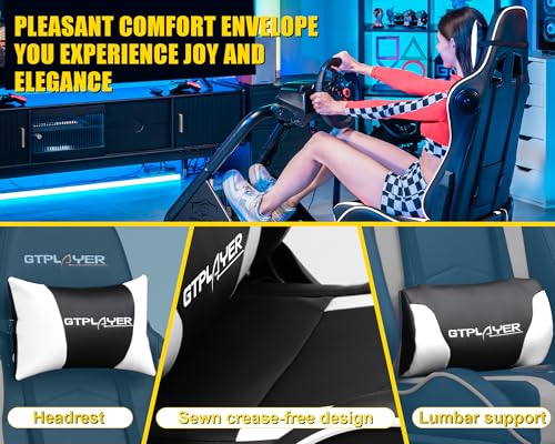 GTPLAYER Racing Simulator Cockpit with Seat, Sim Racing Cockpit Multi-function Adjustable Gaming Wheel Stand for G25 G27 G29 G920 G923 T300 PS5 PS4 Xbox, Without Wheel, Shifter & Pedals