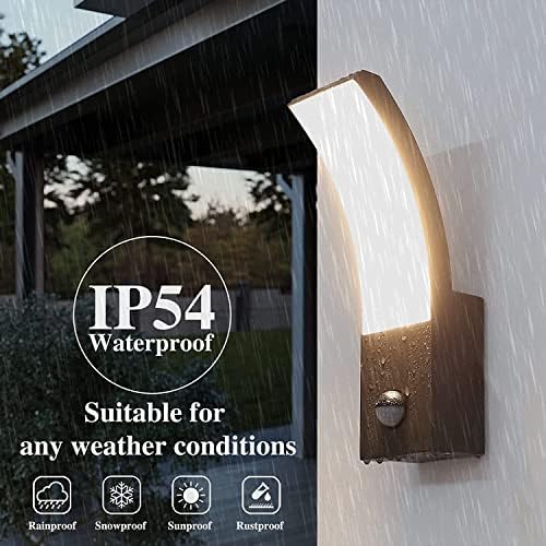 HLFVLITE Outdoor Wall Light with Motion Sensor - PIR LED Exterior Light, IP54 Waterproof, Aluminum Outside Wall lamp for Patio, Terrace, Hallway, Garage, and Porch - 3000K, 1000LM, Black